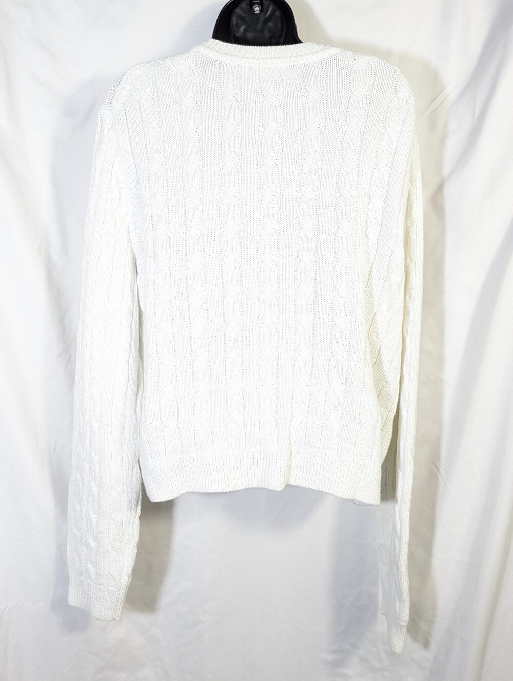 Gap V-Neck Cable-Knit Sweater‎ Classic Costal Chic Preppy Cotton White Sz XL - Picture 2 of 8